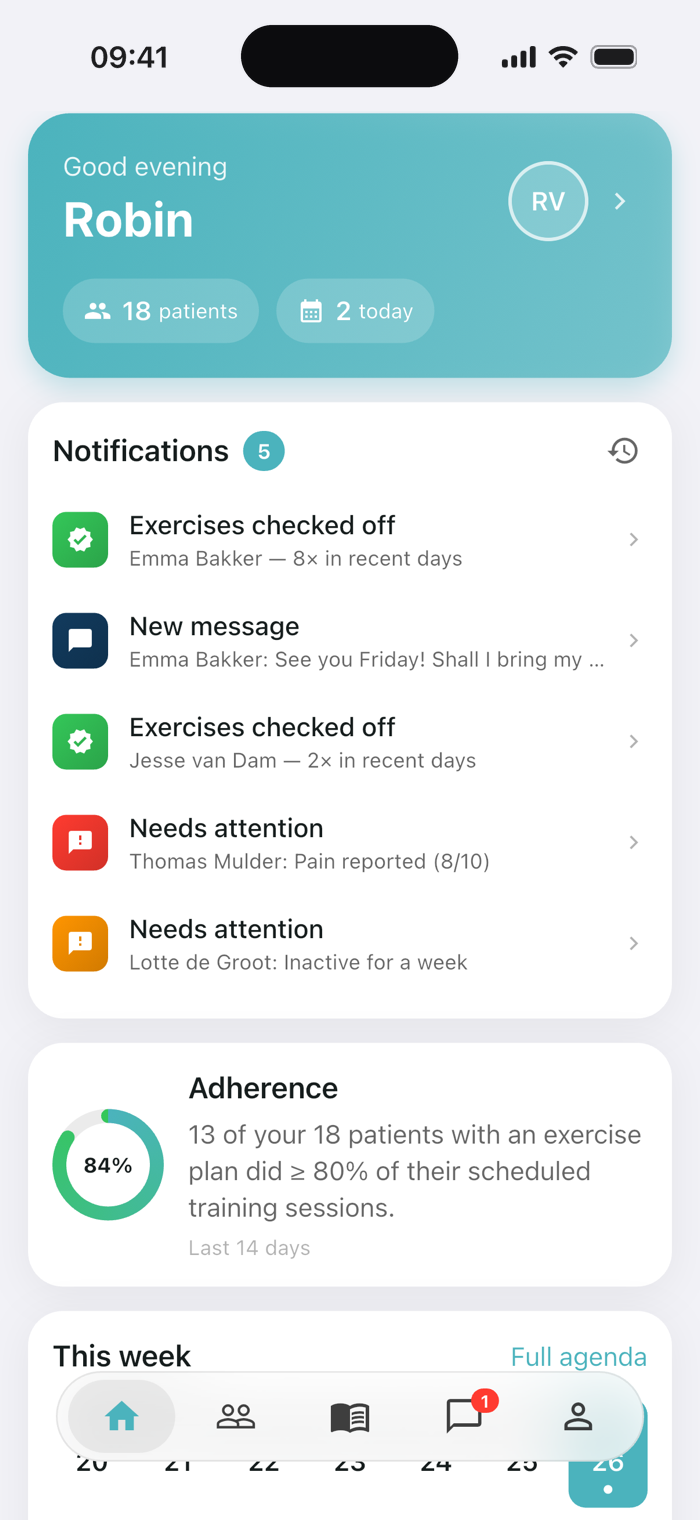 Physinexus app screen