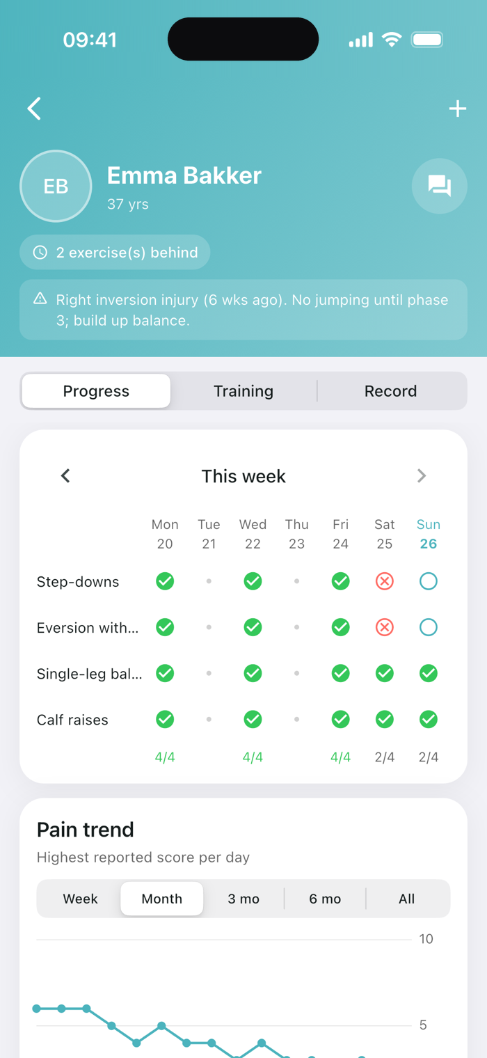 Physinexus app screen