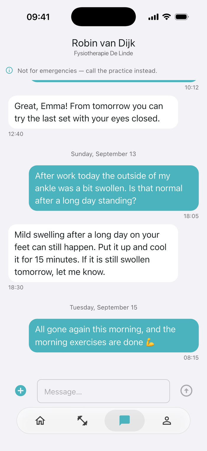 Chat conversation in the app